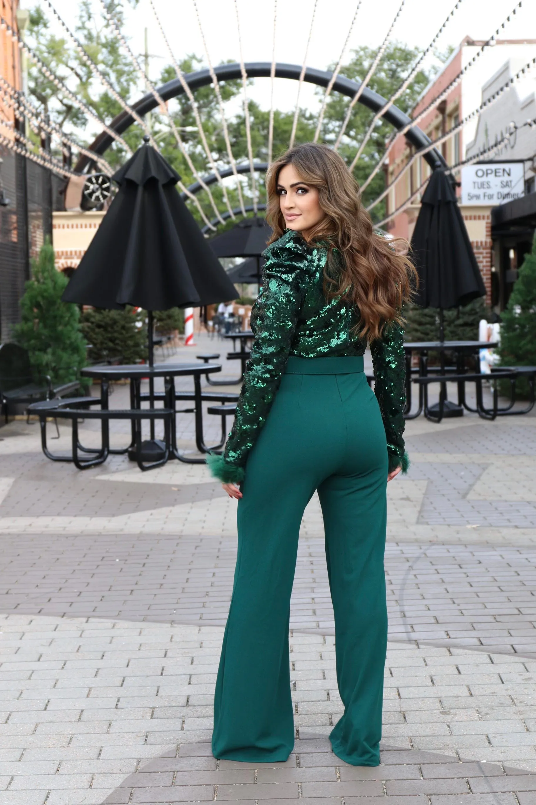 Mary Sequin Jumpsuit With Belt