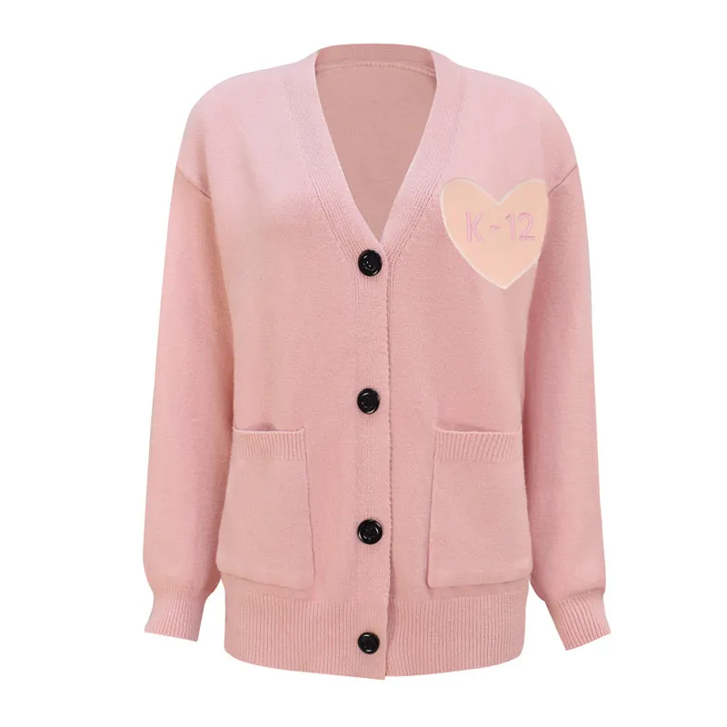 Melanie Martinez K 12 Cardigan Cosplay Costume K12 Crybaby Pink Sweater Black Buttons