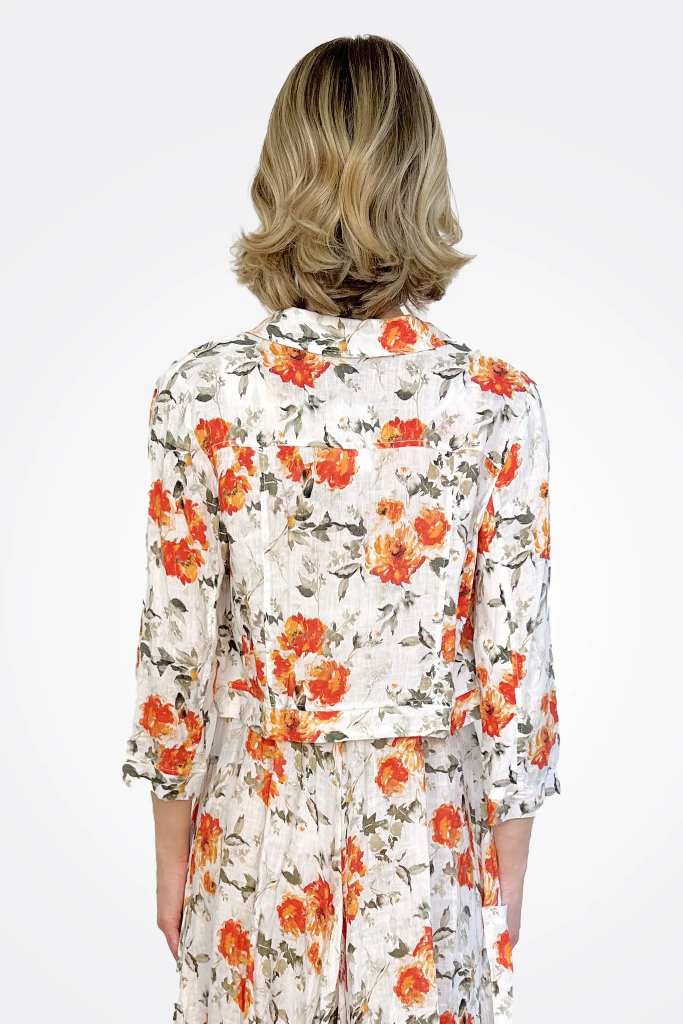 Menlow Linen Crop Jacket - Mango Floral