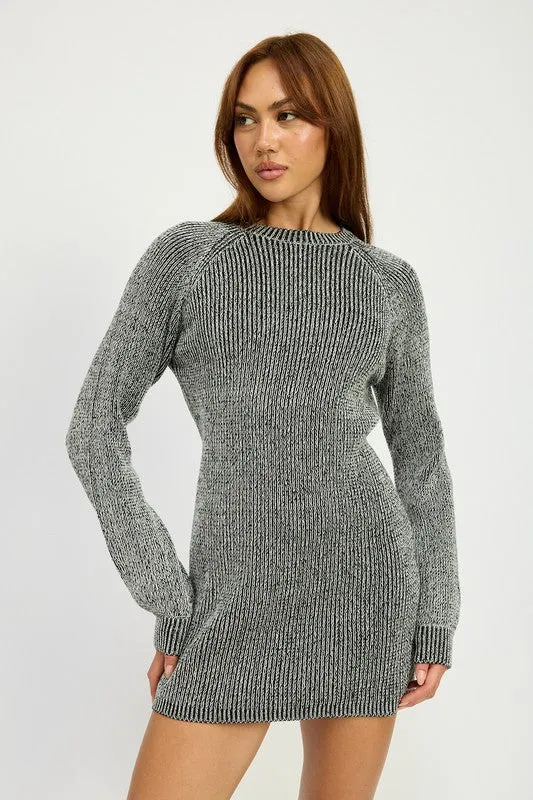 MOCK NECK MINI RIB SWEATER DRESS