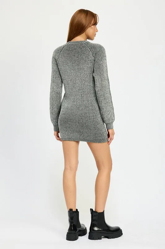 MOCK NECK MINI RIB SWEATER DRESS