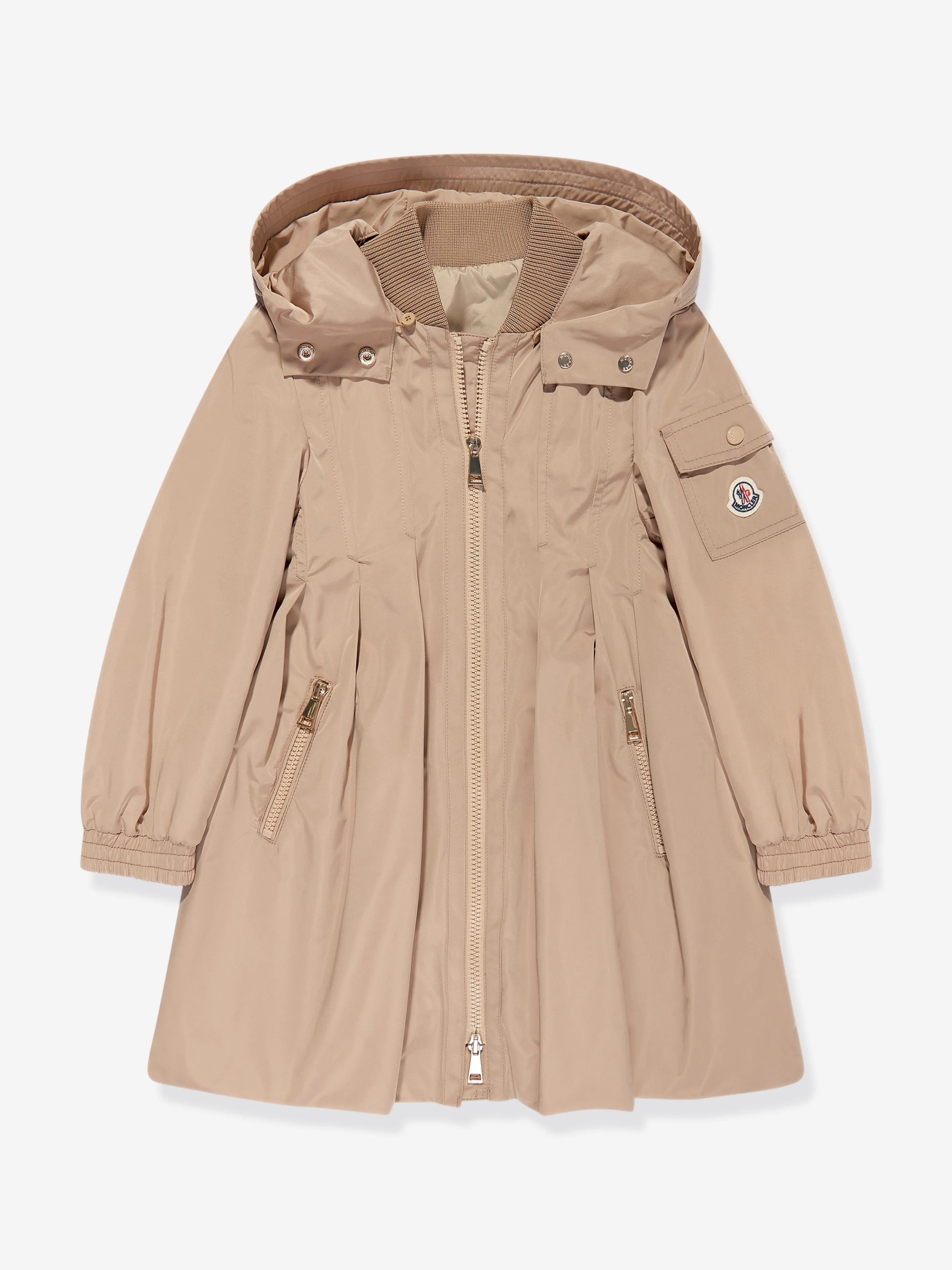 Moncler Enfant Girls Arild Long Coat in Beige