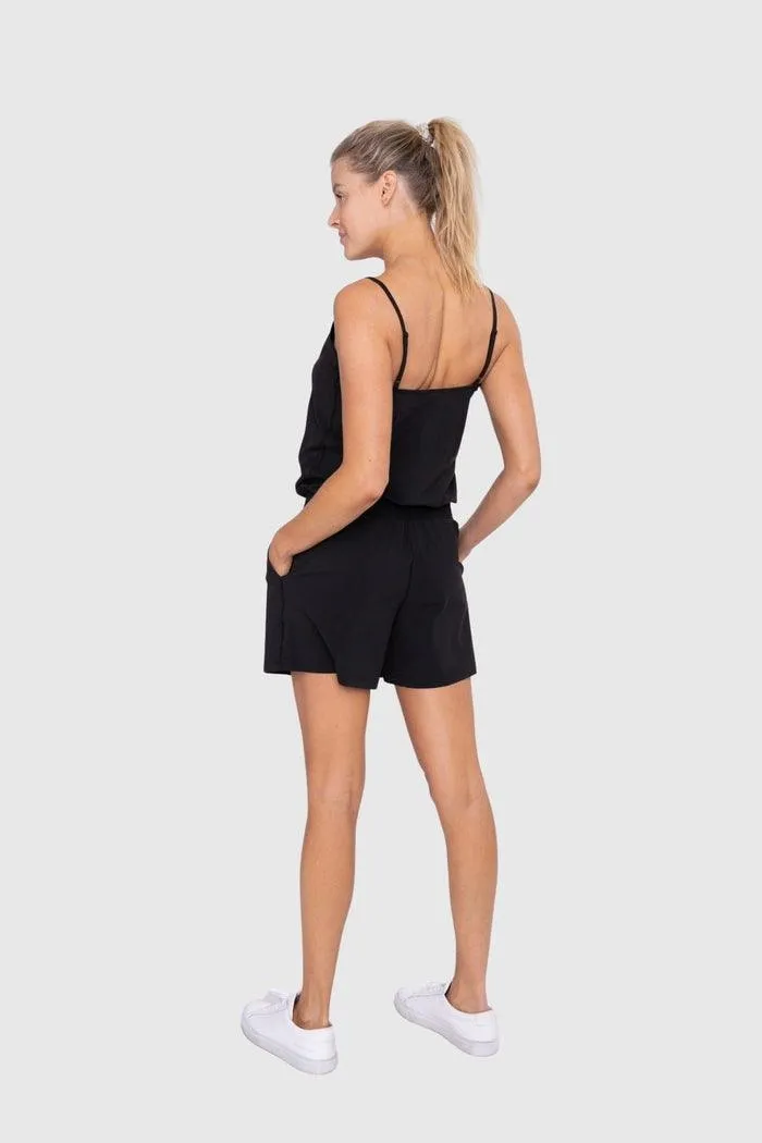 Mono B Solid Essential Sleeveless Romper - Black