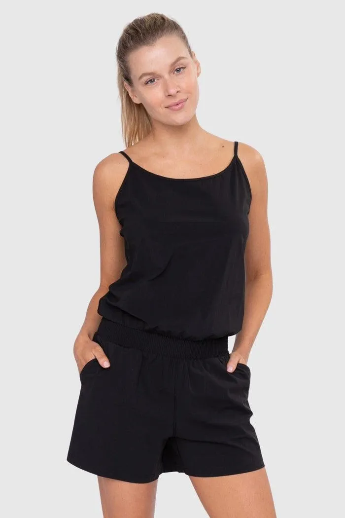 Mono B Solid Essential Sleeveless Romper - Black