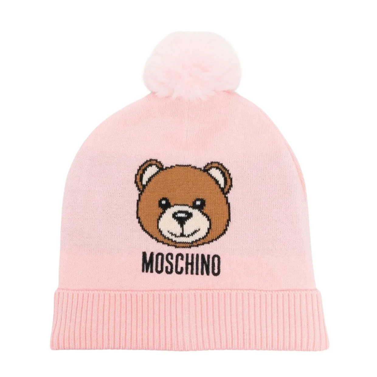 Moschino Kids Pink Pom Pom Beanie