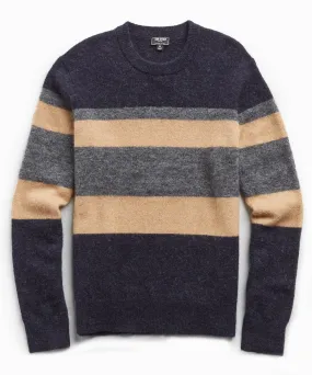 Multi Stripe Alpaca Crew in Camel/Navy