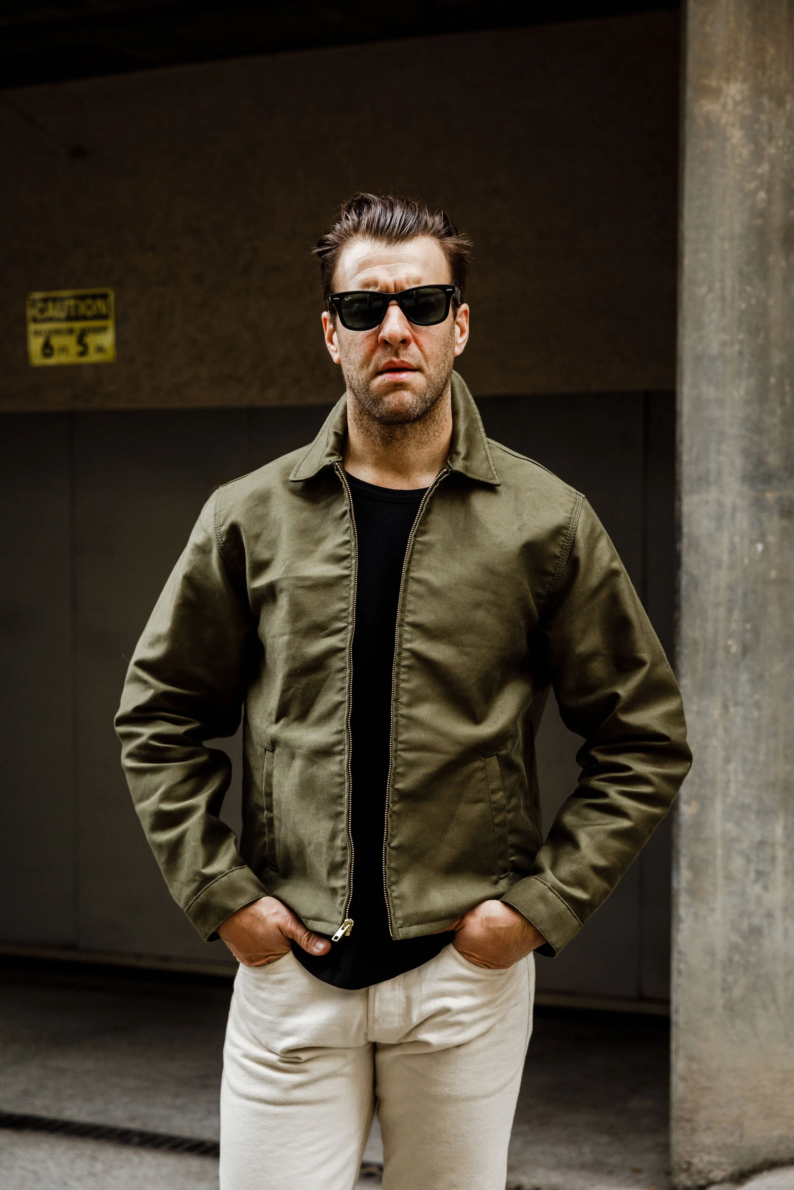 Naked & Famous - Zip Jacket - Brushed Jungle Cloth - Army