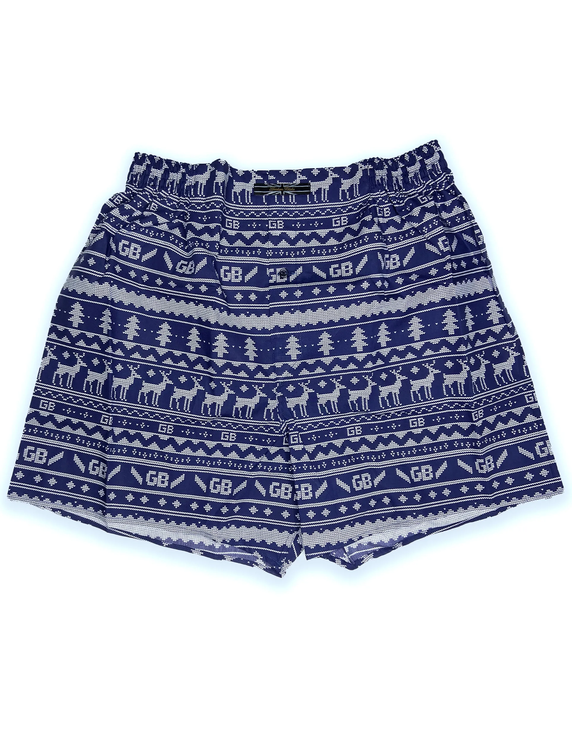 Navy Christmas Knit Pattern Boxer Shorts