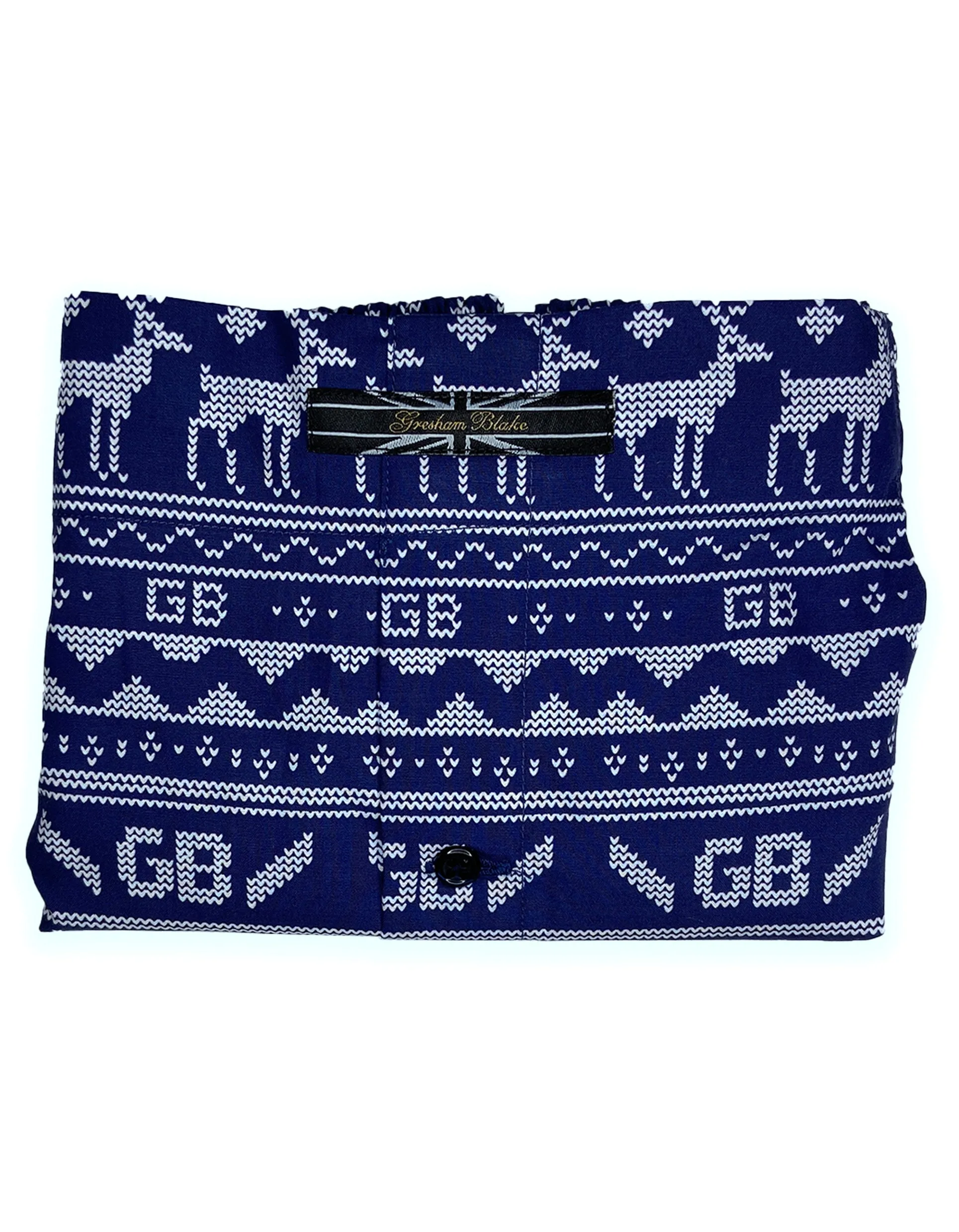 Navy Christmas Knit Pattern Boxer Shorts