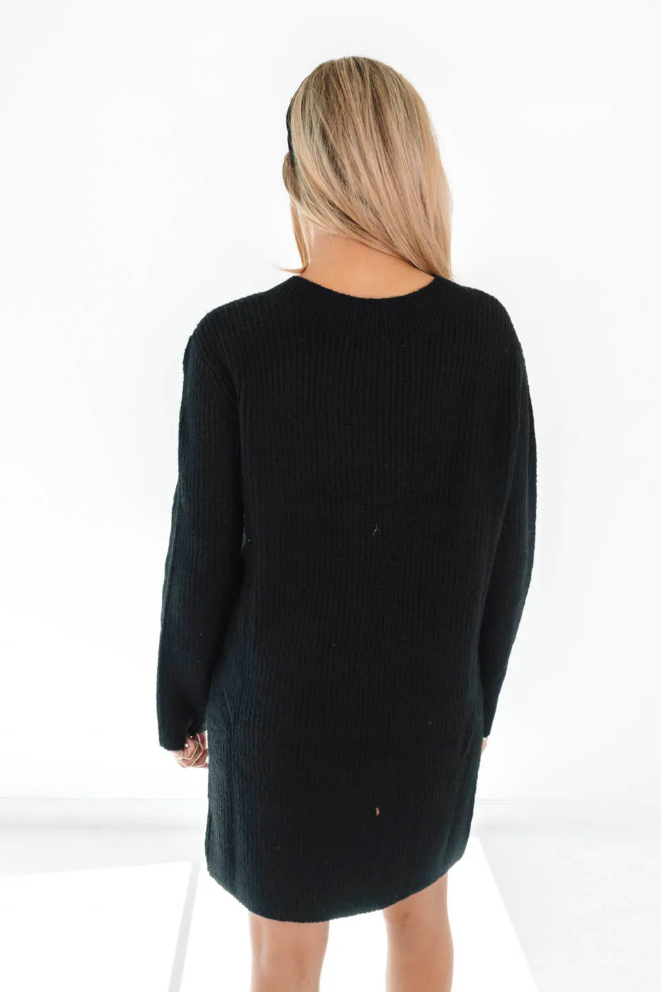 Off To Ontario Sweater Dress - Black