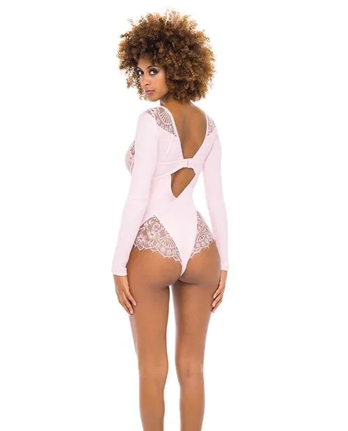 Oh La La Cheri Maria Long Sleeve Lace Crystal Rose Teddy