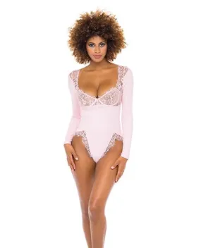 Oh La La Cheri Maria Long Sleeve Lace Crystal Rose Teddy