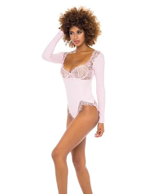 Oh La La Cheri Maria Long Sleeve Lace Crystal Rose Teddy