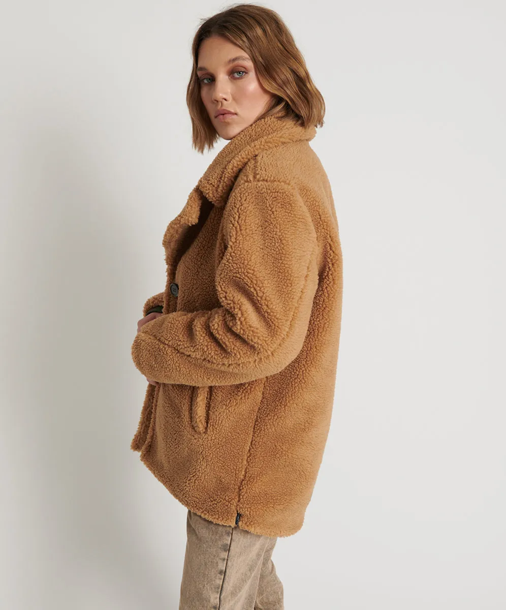 ONE TEASPOON Womens Tan Teddy Coat - Tan