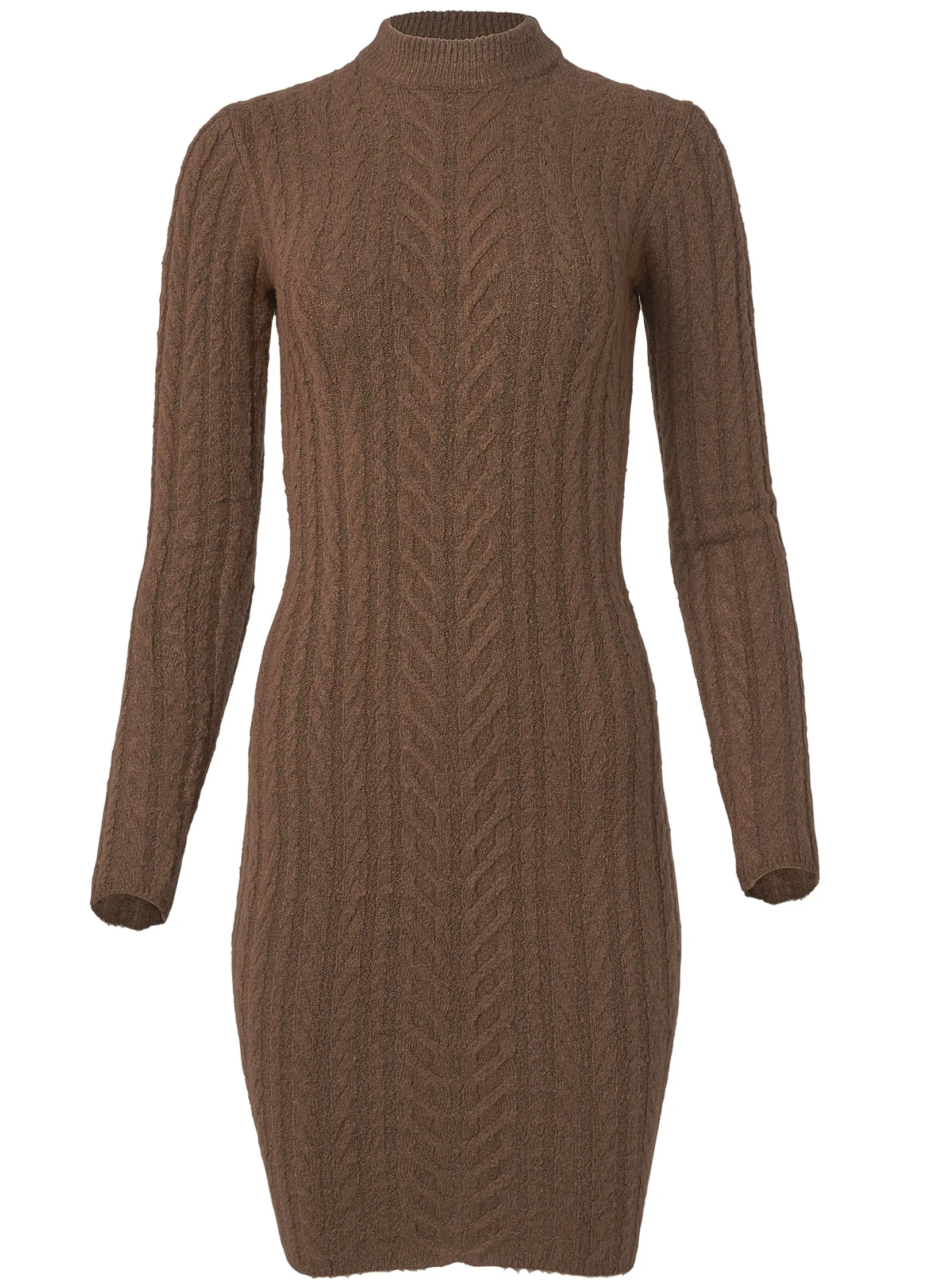 Open Back Sweater Dress - Brown