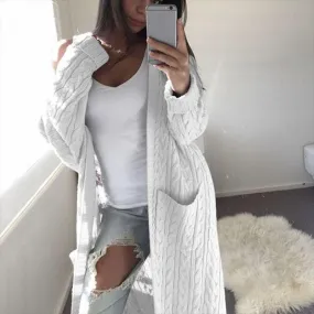 Oversized French Braided Knit Long Cardigan Sweaters For Women