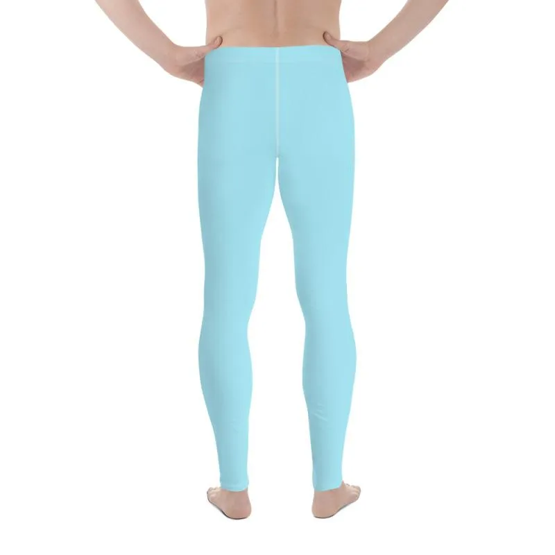 Pale Blue Solid Color Meggings, Light Baby Blue Solid Color Printed Spandex Men's Leggings Meggings- Made in USA/EU