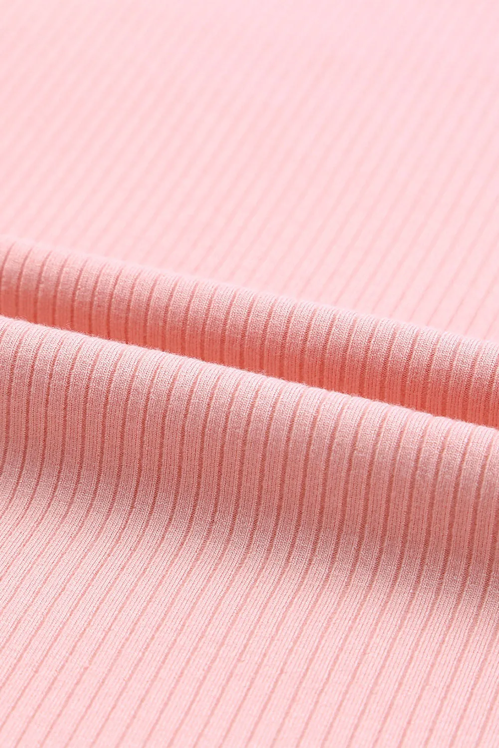 Pink Dotty Mesh Ruffle Sleeve Ribbed Knit Top