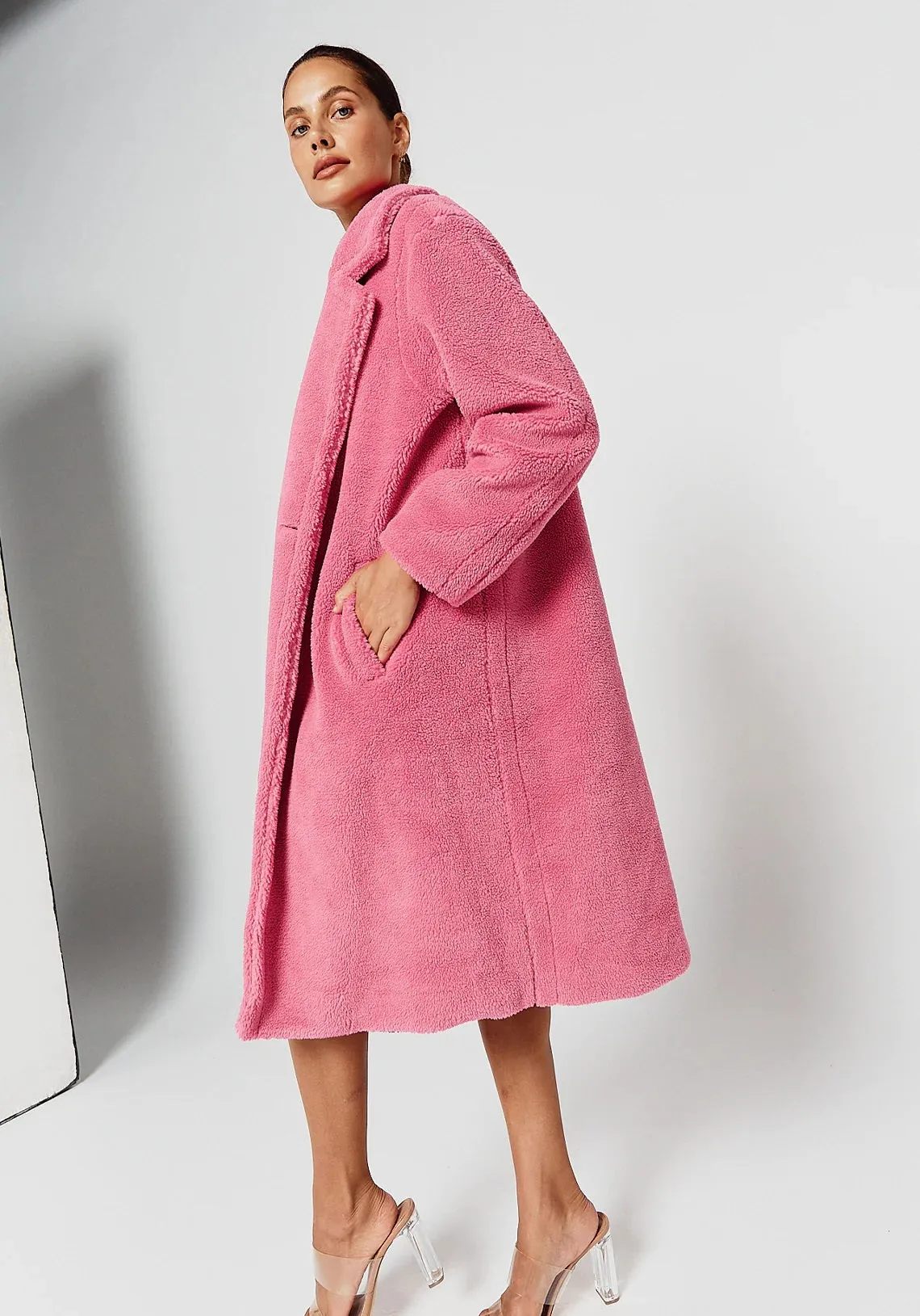 PIPPA THE LABEL Womens Selena Teddy Coat Magenta