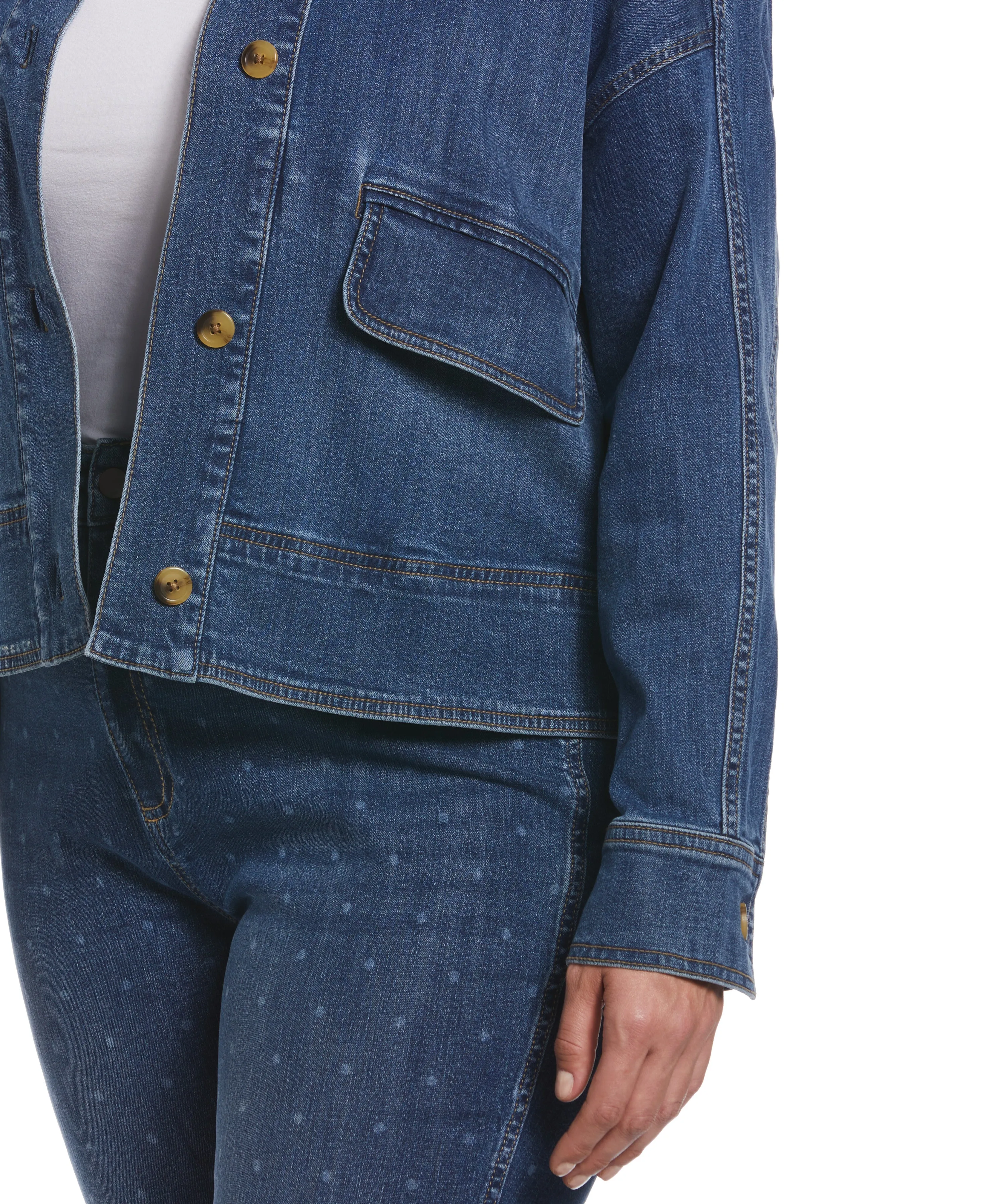 Plus Size Cropped Oversized Denim Jacket