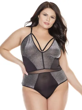 Plus Size Silvery Black Teddy