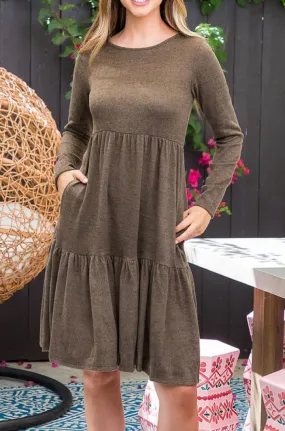 Plus Tiered Sweater Dress Style 7959 in Dark Olive