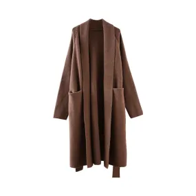 Pre Order:  Patch Pockets Belted Knit Coat