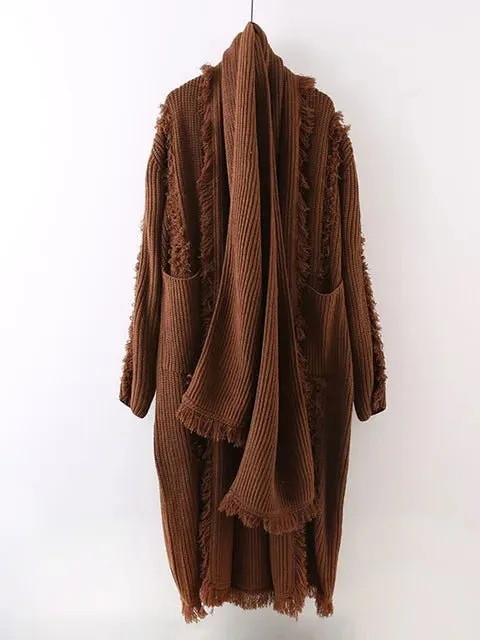 Pre Order:  Tassel Burrs Knit Long Coat