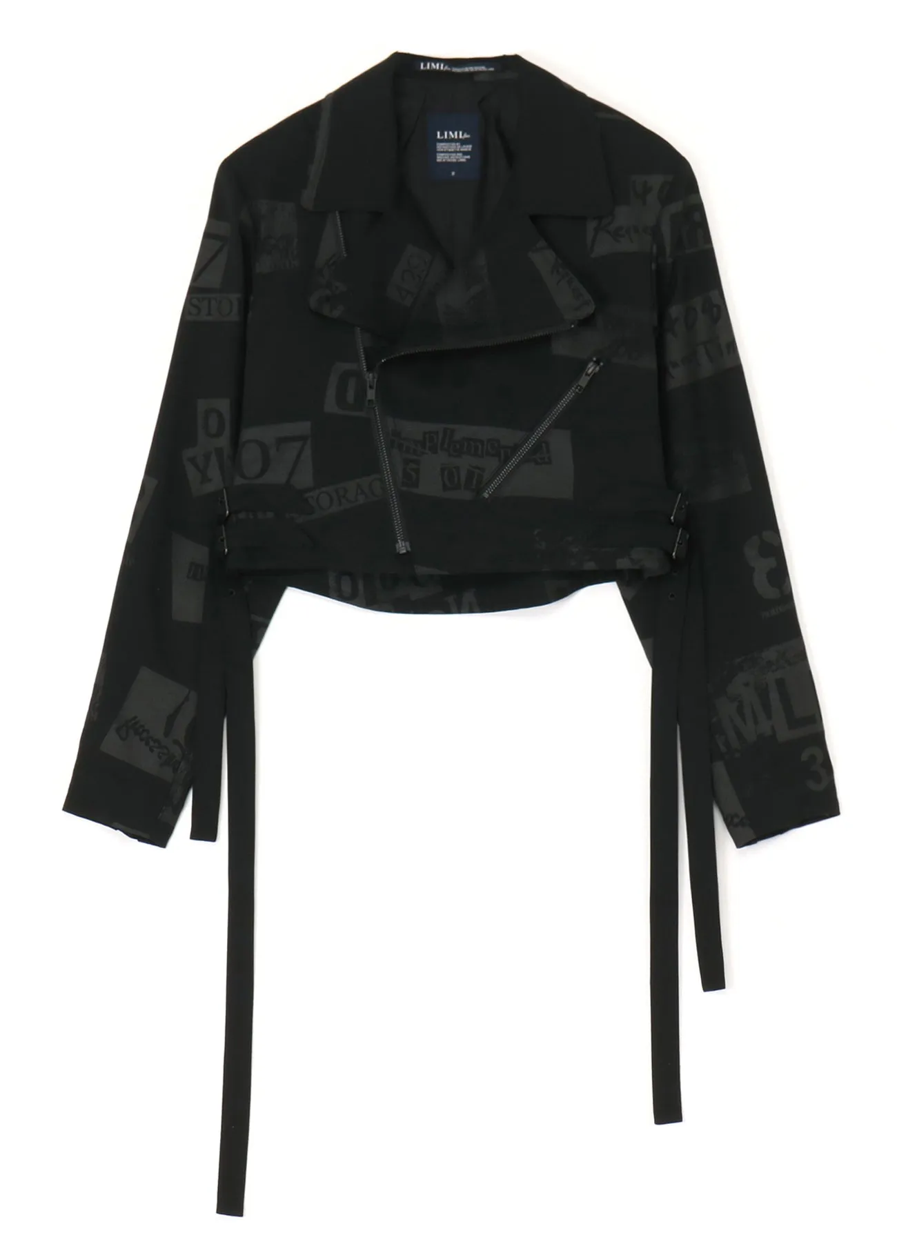 PRINTED SERGE CROPPED BIKER JACKET