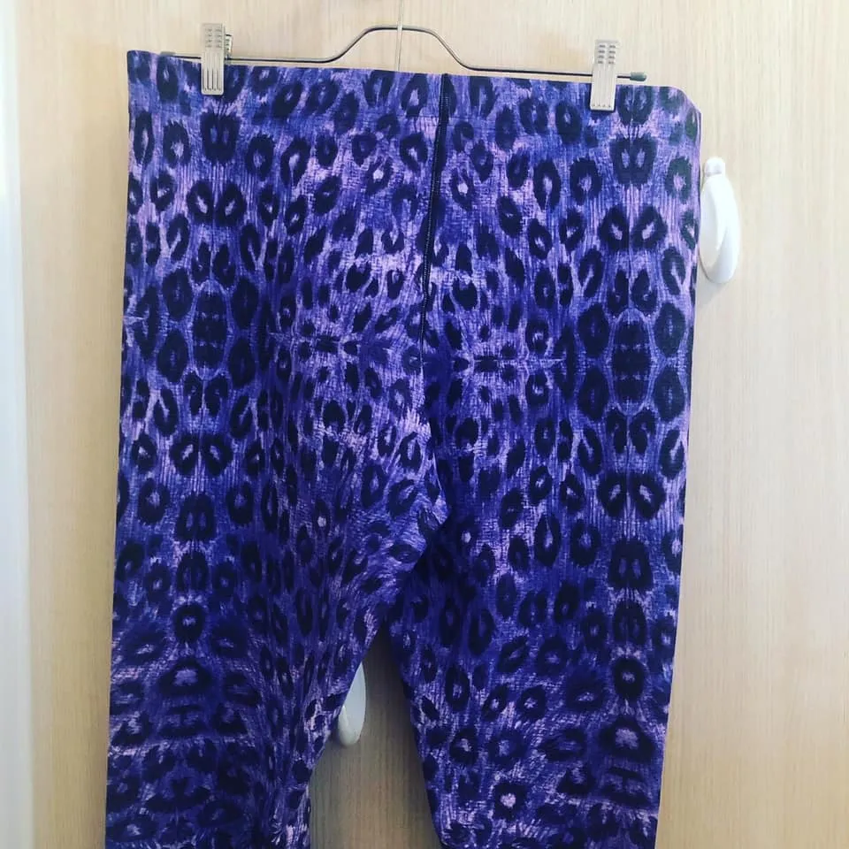 Purple Leopard Men's Leggings, Animal Print Meggings Compression Tights-Made in USA/EU