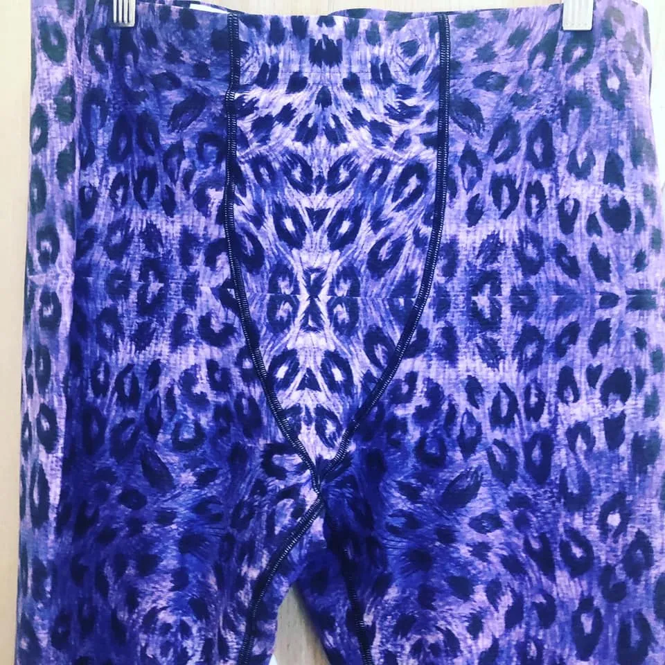 Purple Leopard Men's Leggings, Animal Print Meggings Compression Tights-Made in USA/EU