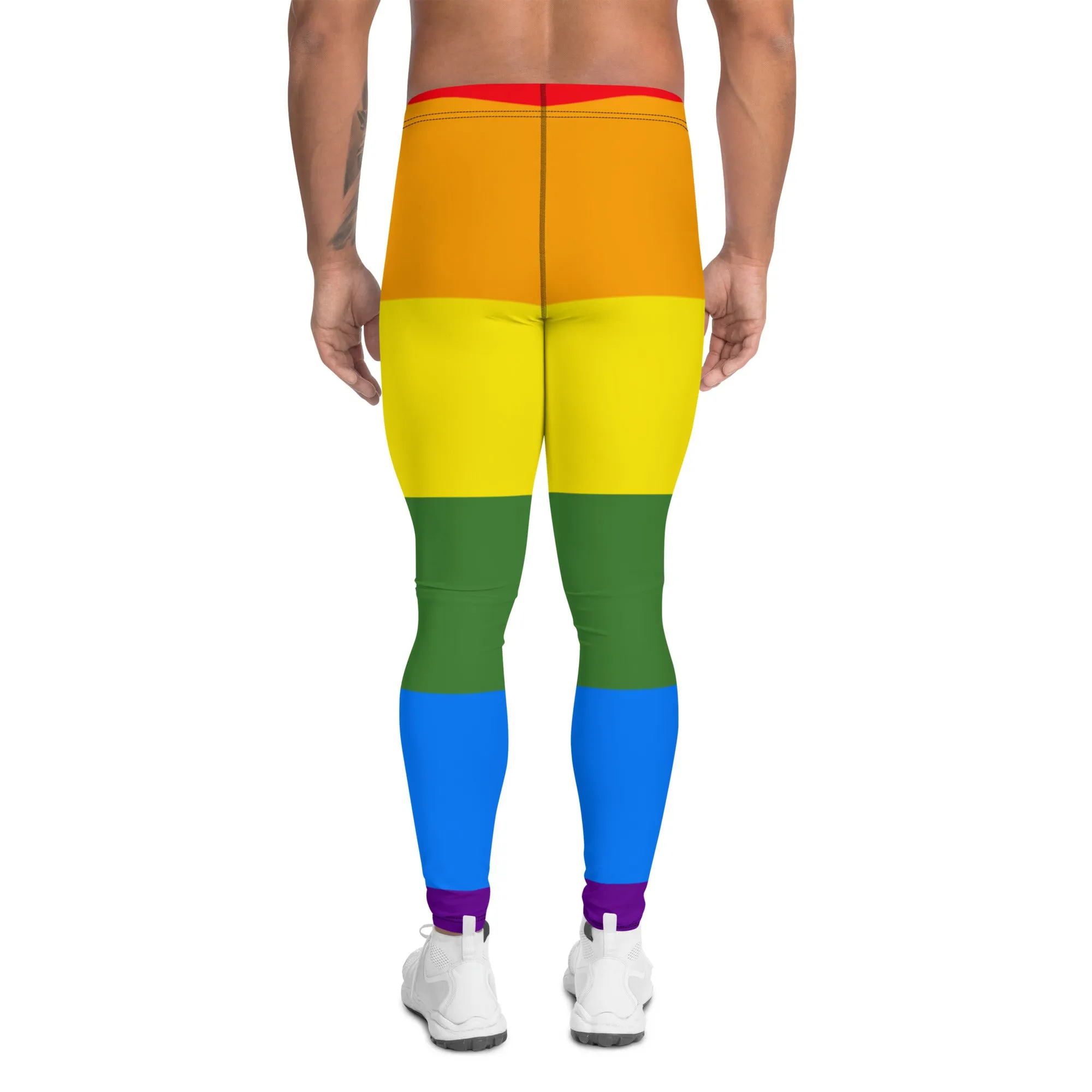 Rainbow Gay Pride Men's Leggings, Best Gay Pride Best Men's Leggings Pride Outfits-Made in USA/EU/MX