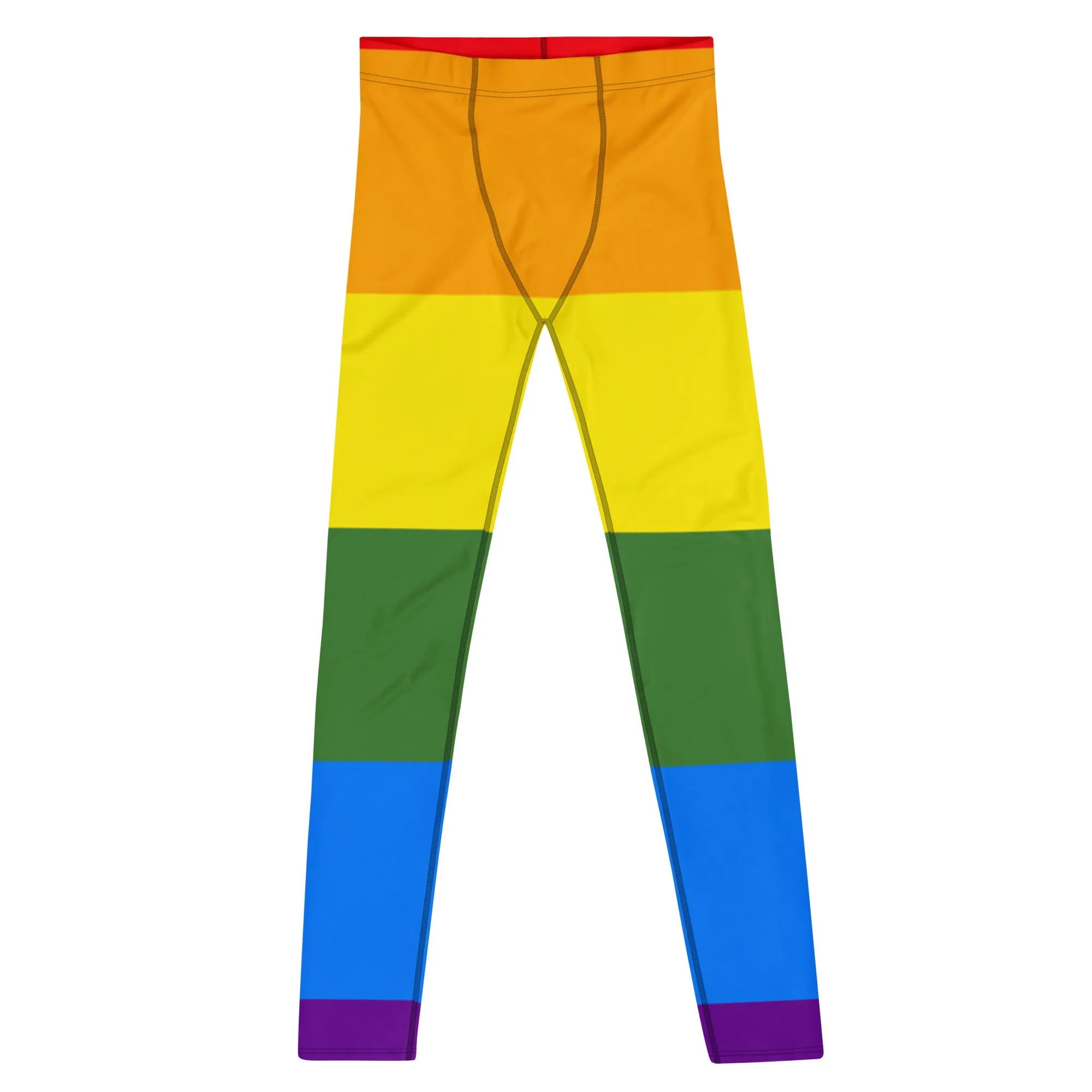 Rainbow Gay Pride Men's Leggings, Best Gay Pride Best Men's Leggings Pride Outfits-Made in USA/EU/MX