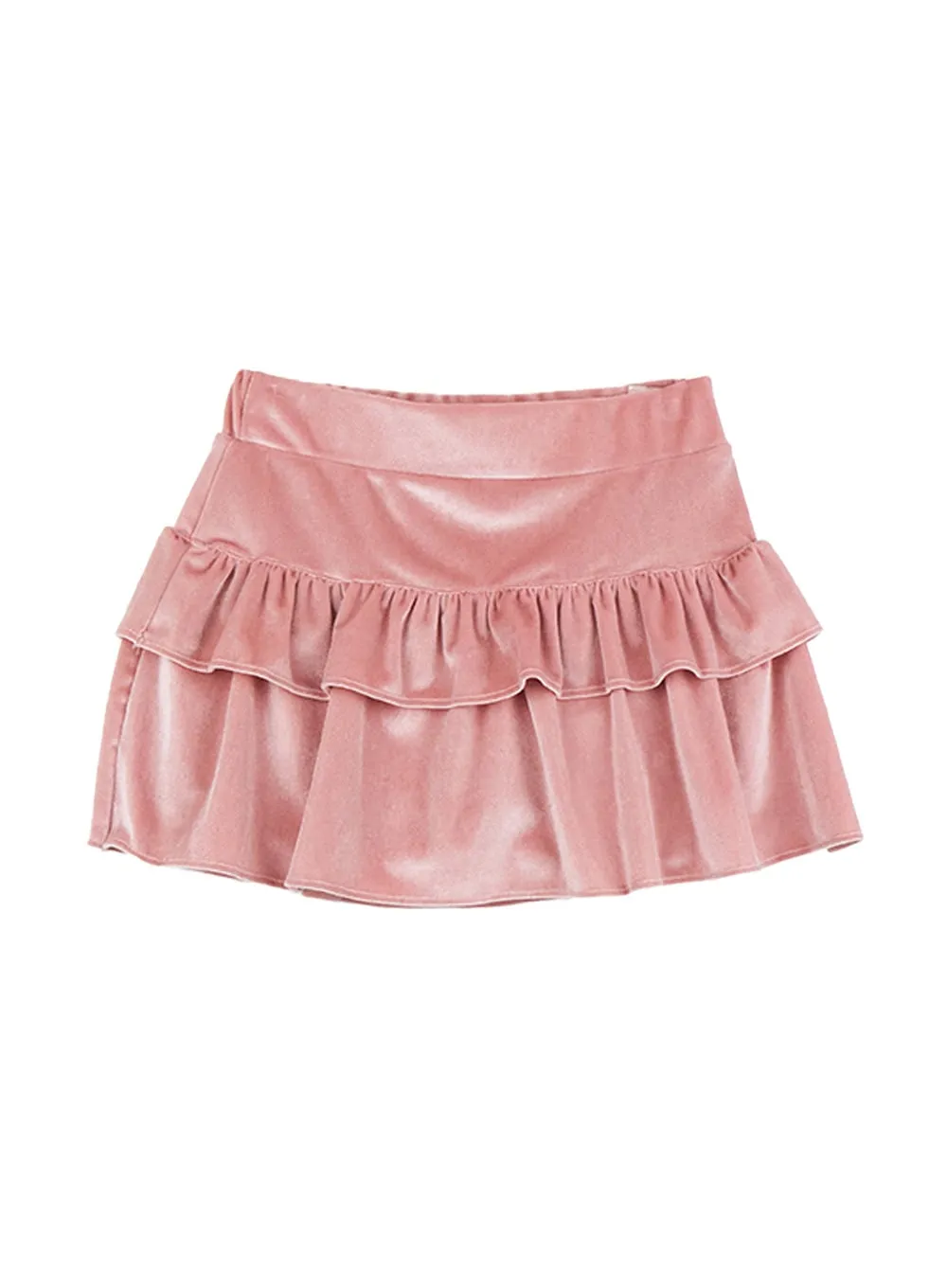 Ruffled Velvet Mini Skirt CN407