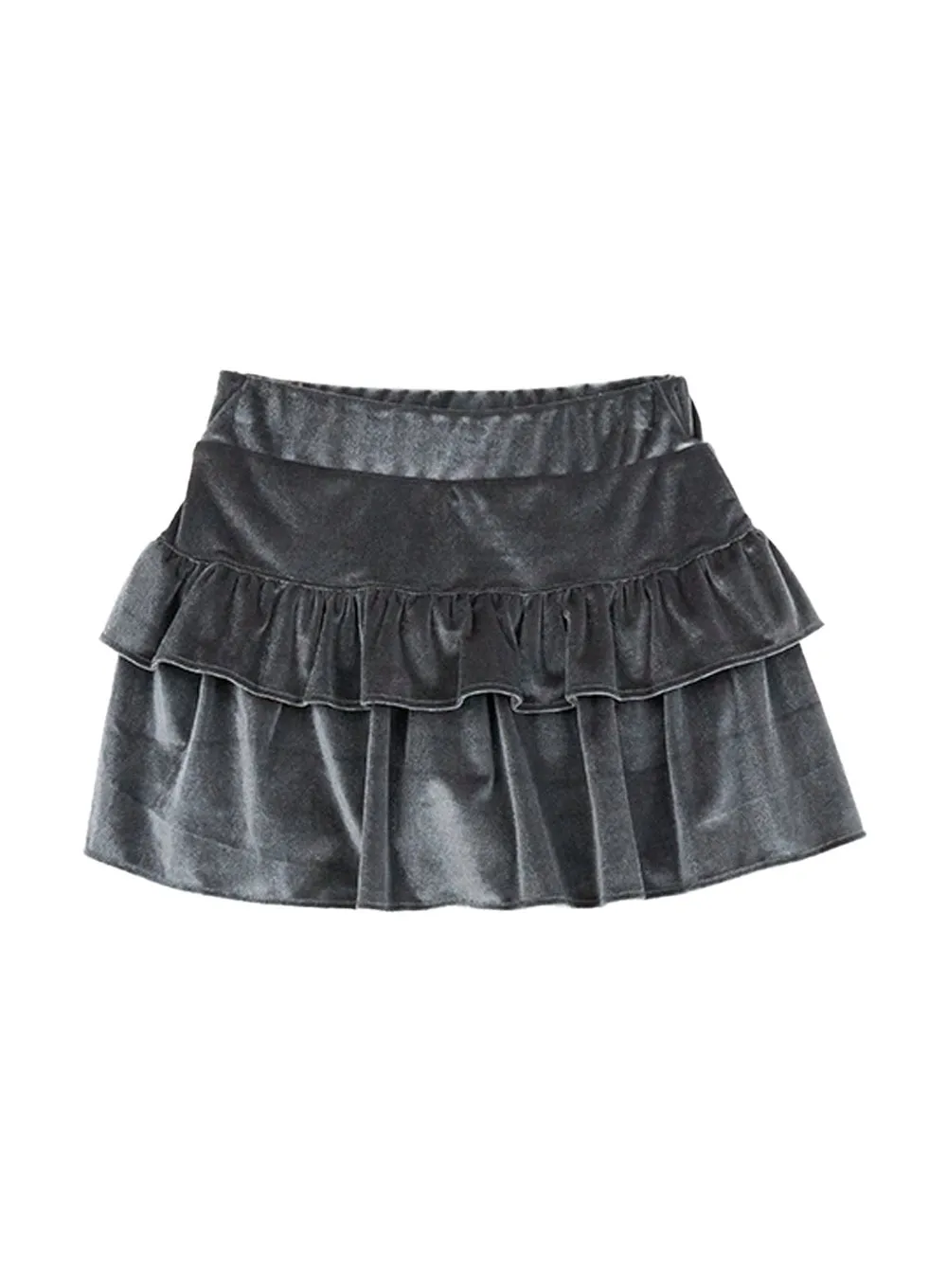 Ruffled Velvet Mini Skirt CN407