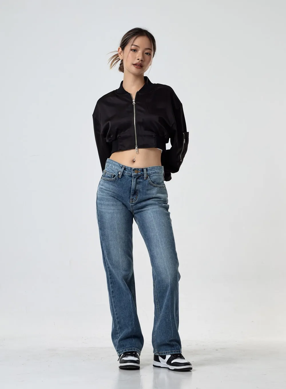 Satin Cropped Flight Jacket CG29