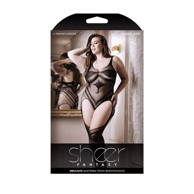 Sheer impulsive crotchless knit teddy Q/