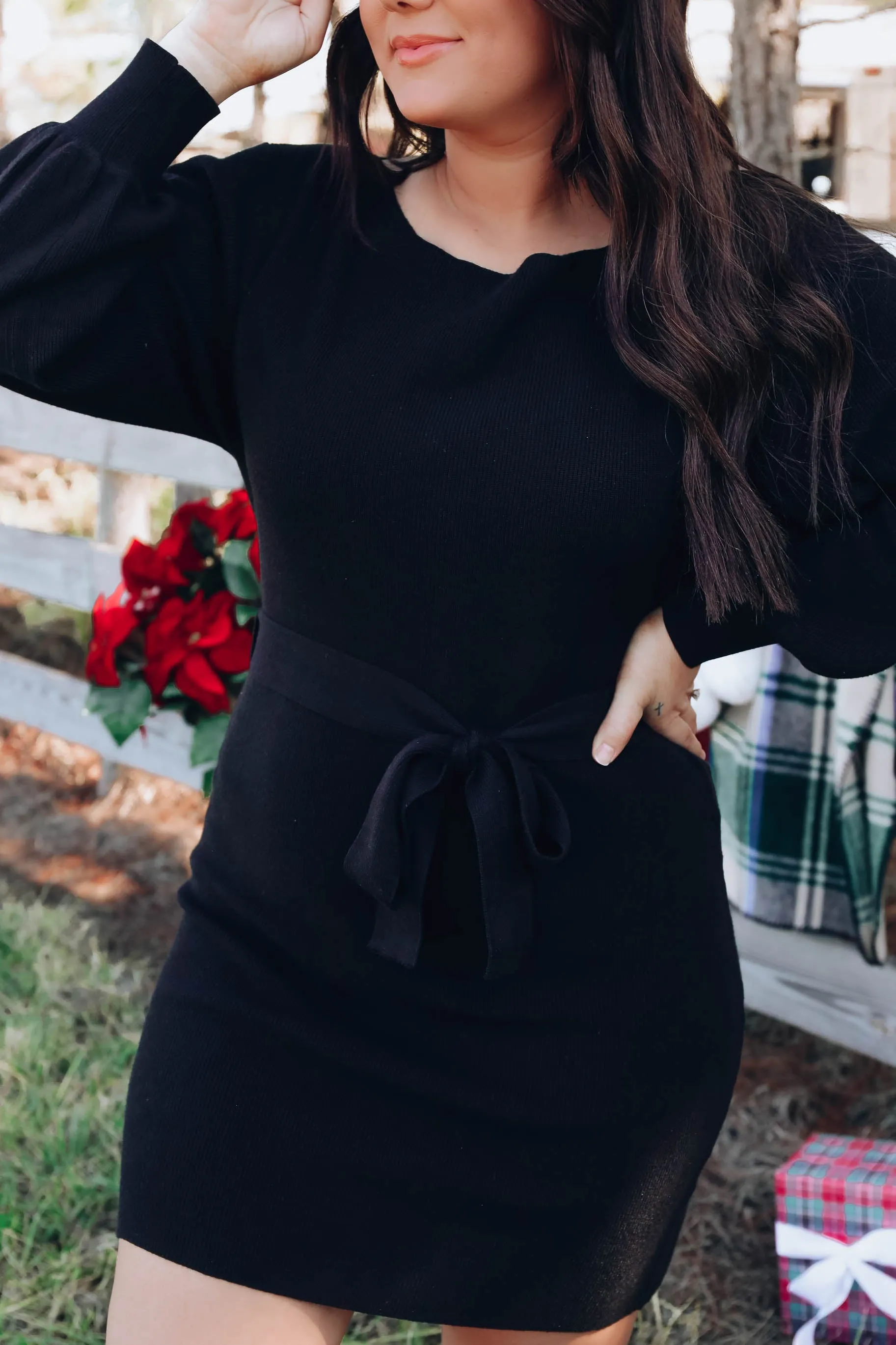 Show Off Sweater Dress - Black