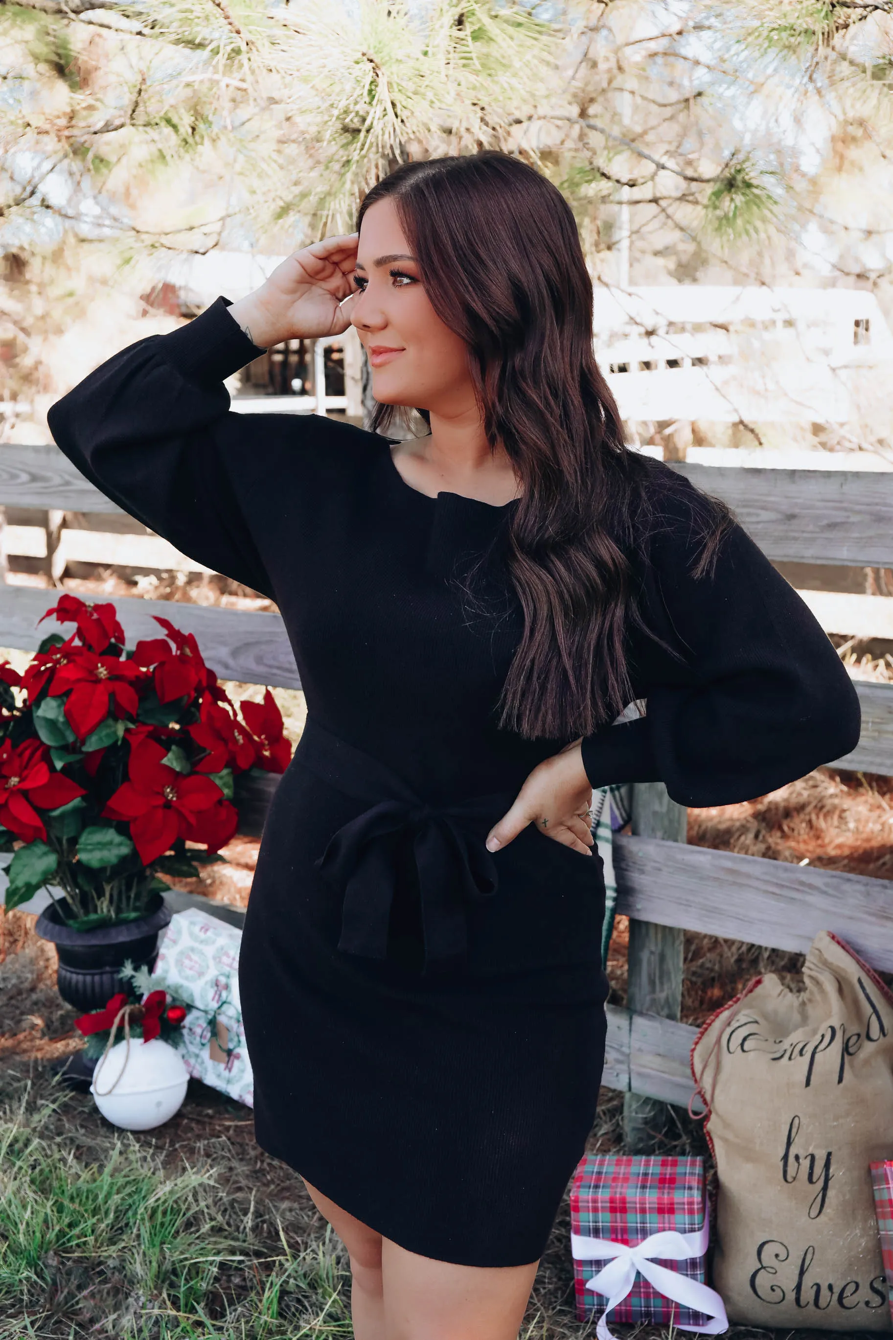 Show Off Sweater Dress - Black