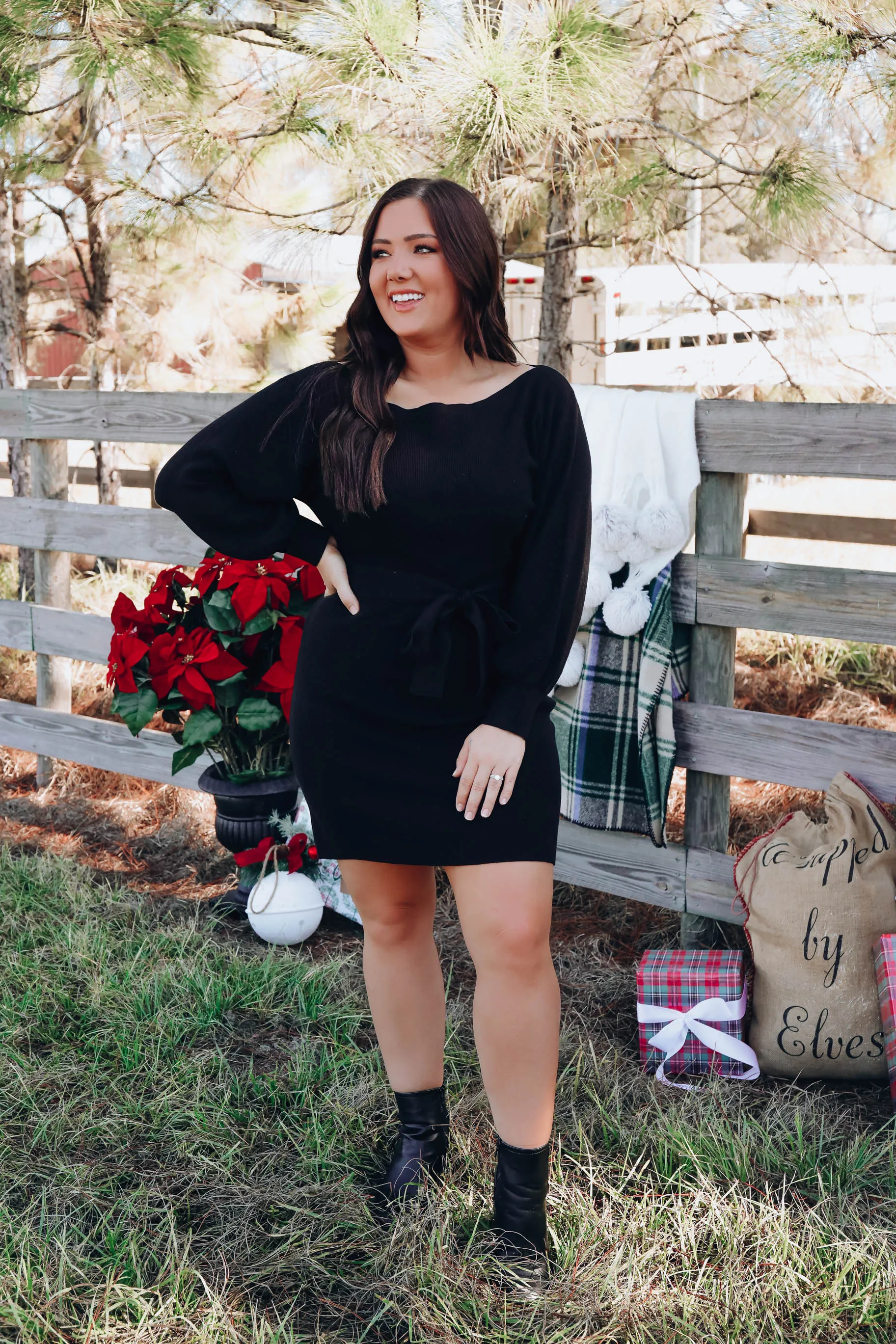 Show Off Sweater Dress - Black