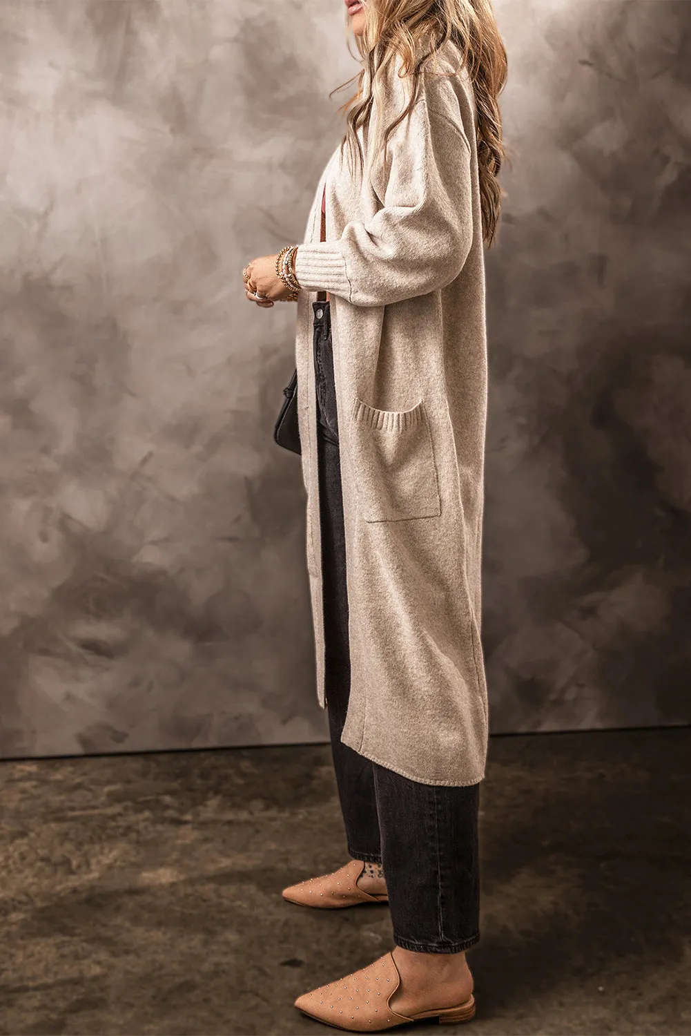 Side Pockets Open Front Long Knitted Cardigan: The Cozy Cloak of “Don’t F* With Me” Energy**