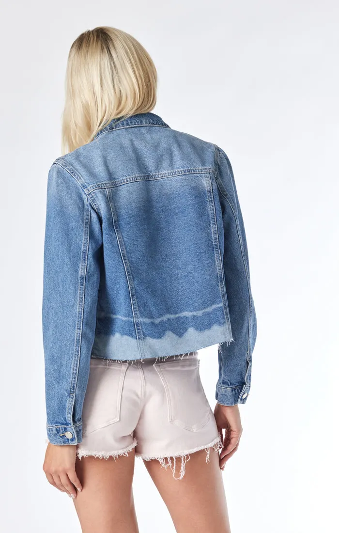 SIENNA CROP JACKET IN MID DENIM