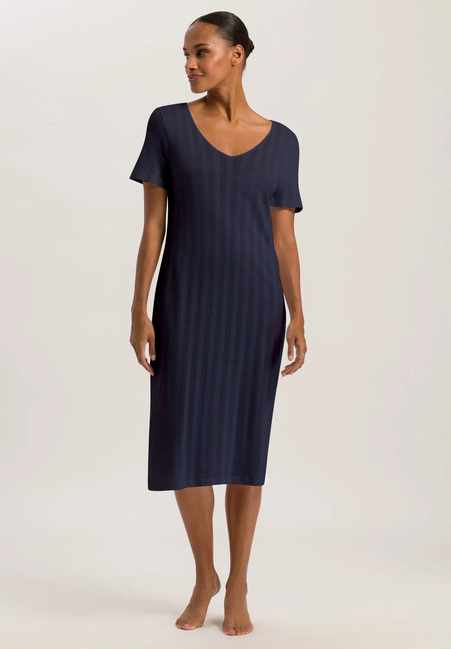 Simone Organic V-Neck Cotton Nightgown | Deep Navy 74907-1610