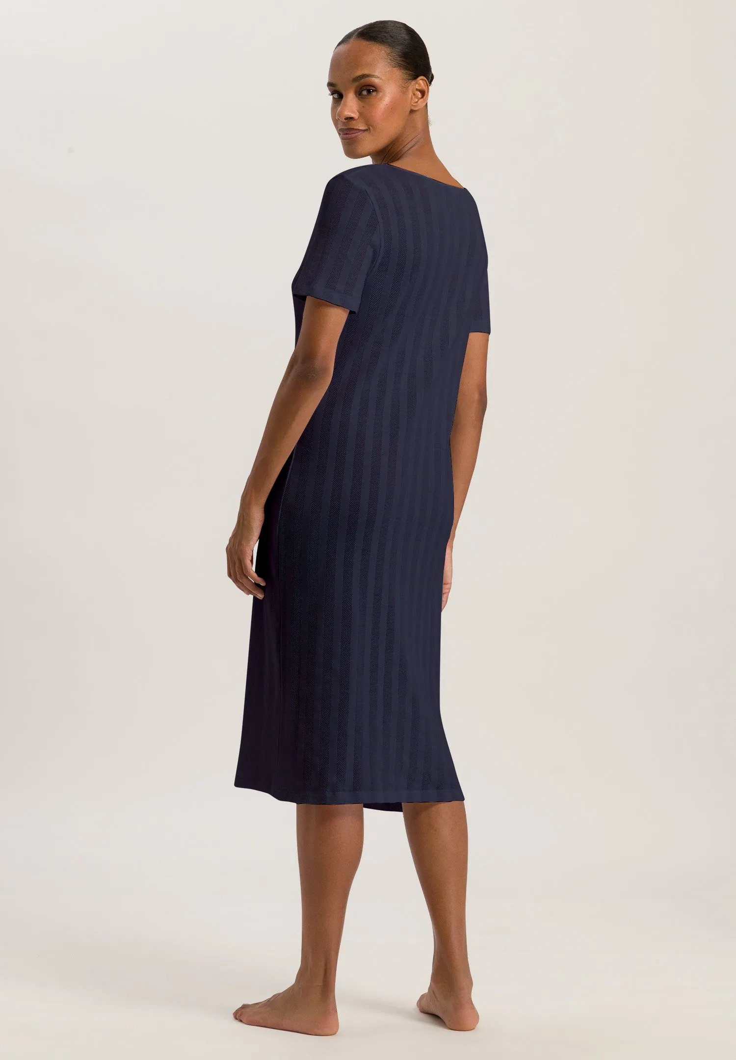 Simone Organic V-Neck Cotton Nightgown | Deep Navy 74907-1610