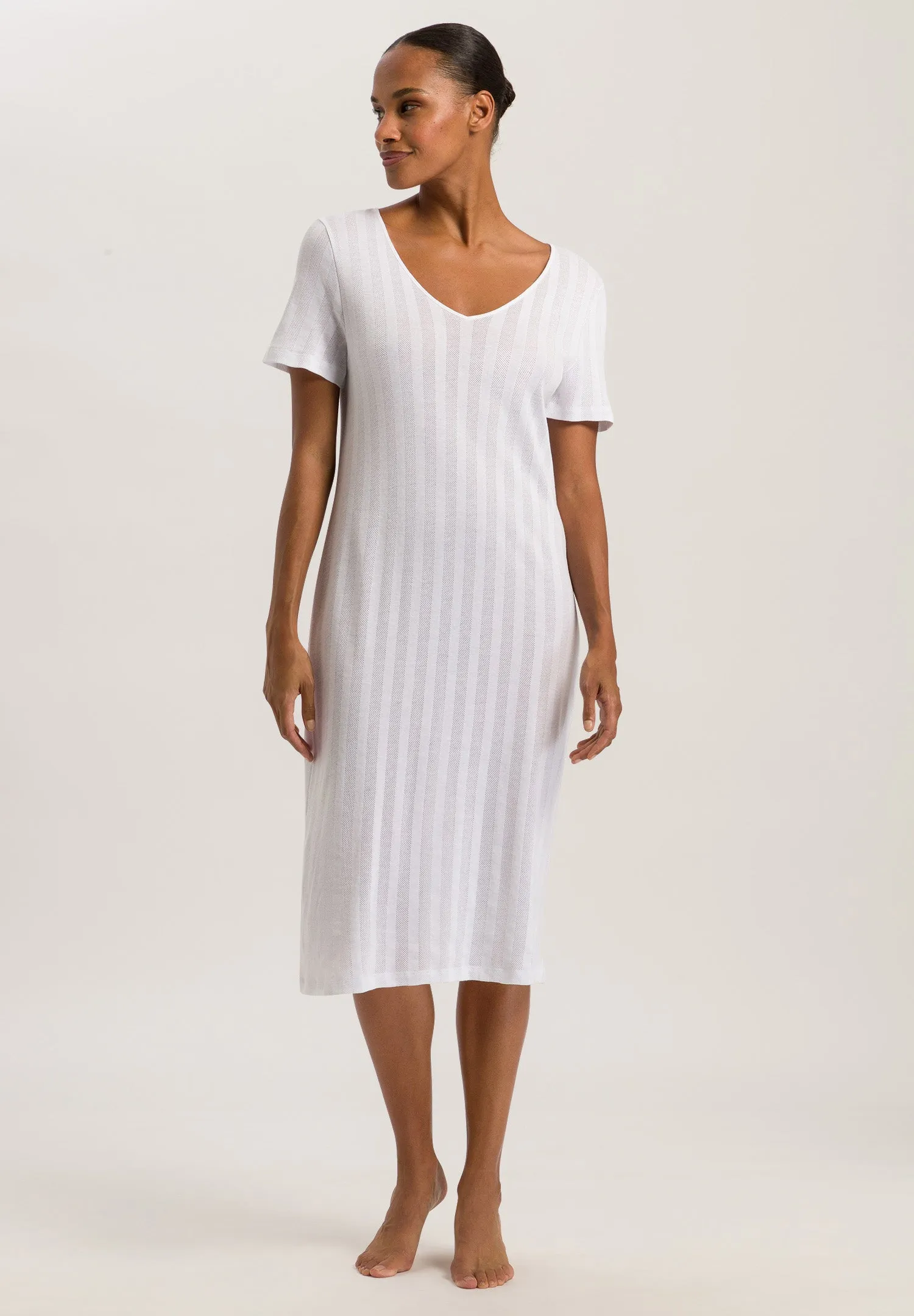 Simone Organic V-Neck Cotton Nightgown | White 74907-101