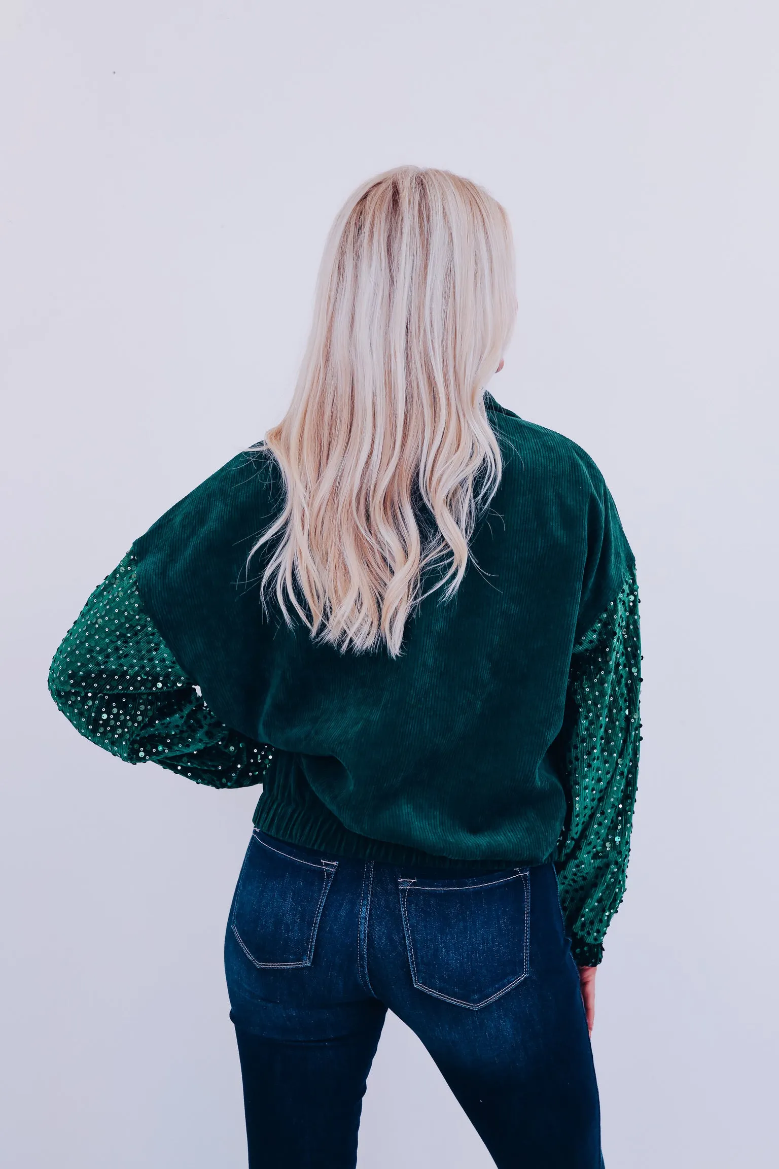 Sizzling Sequin Corduroy Jacket - Green