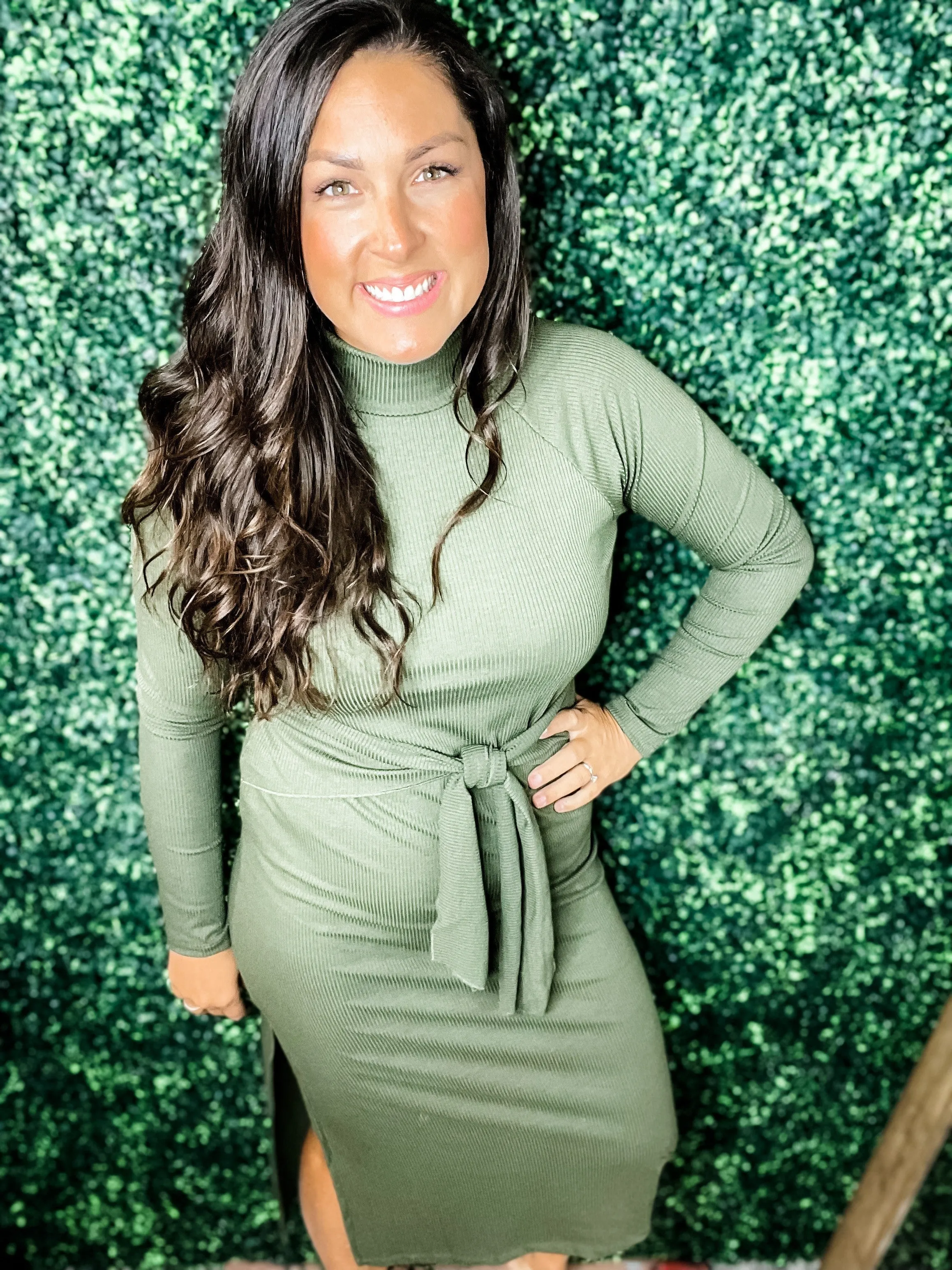 Sleek Sweater Dress Olive