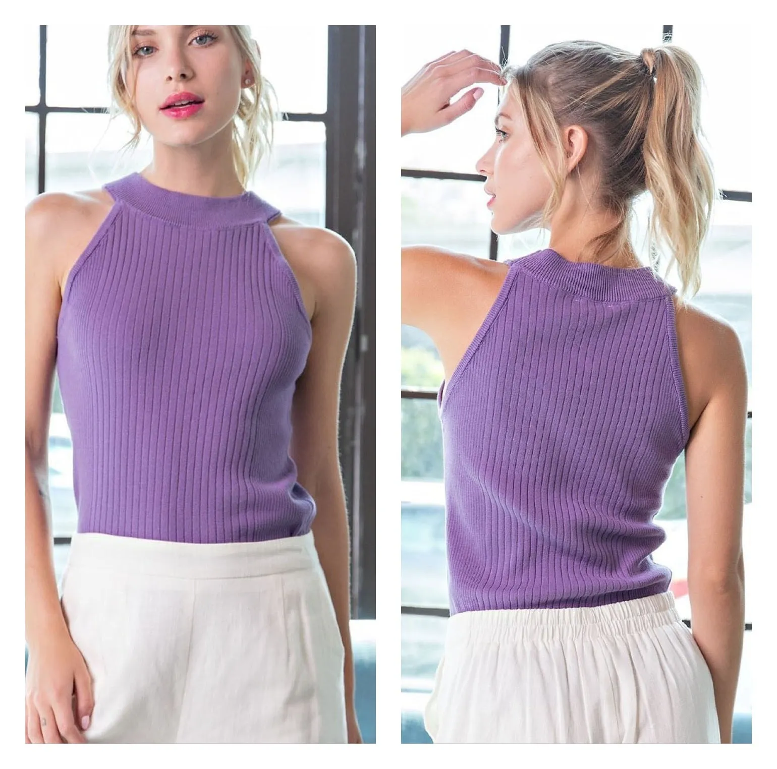 Sleeveless Lightweight Highneck Sweater