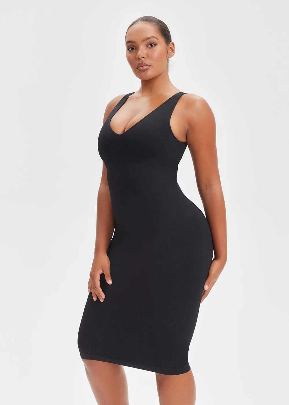 SnatchedKnit V-Neck Tank Midi Dress