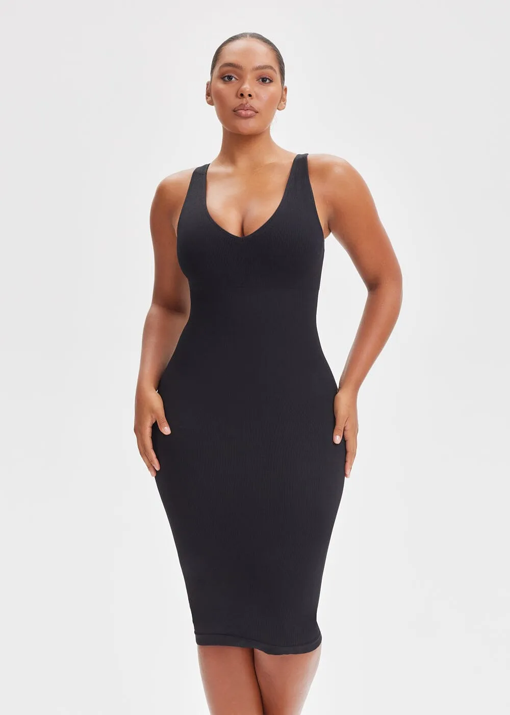 SnatchedKnit V-Neck Tank Midi Dress